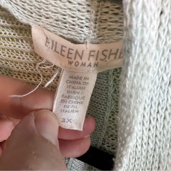 EILEEN FISHER Linen Mint Green Quiet Luxury Open Cardigan, 3X - Picture 10 of 11